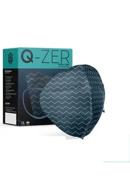 Medizer Qzer Yeşil Çizgi Desenli FFP2 N95 Maske ile Yüksek Güvenlik ve Konfor