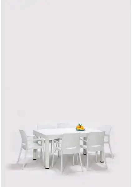 Mobetto Rattan Large Lüx Masa Takımı Beyaz - Modern Dış Mekan Konforu ve Estetiği