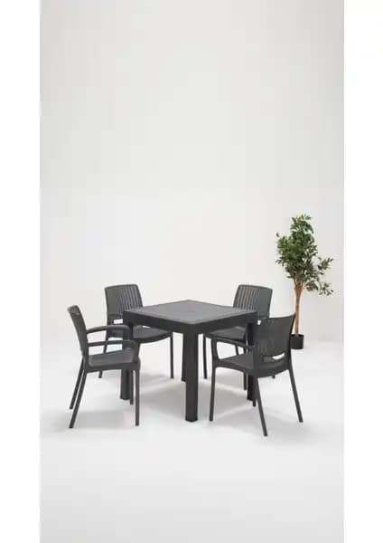 Mobetto Rattan Lüx 80x80 Bahçe ve Balkon için Şık ve Dayanıklı Masa Takımı