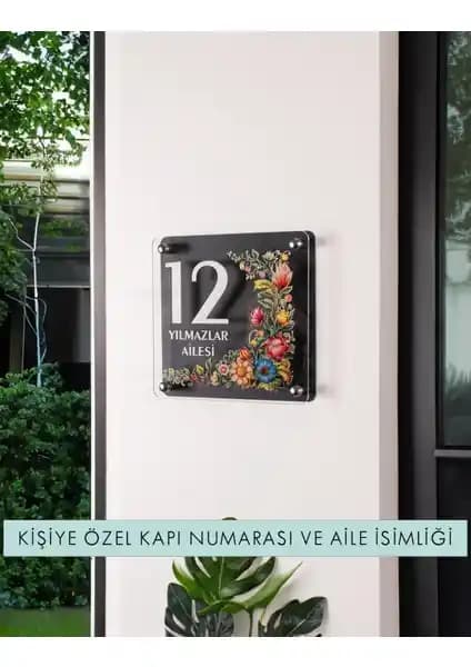 Morimora Kişiye Özel Çiçek Desenli Zarif Daire Kapı Tabelası - Dayanıklı ve Estetik Tasarım