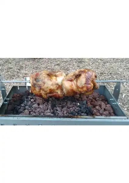Murathan 50 cm Çok Yönlü Mangal Çevirme Paslanmaz Çelik Kebab ve Kokoreç Aparatı