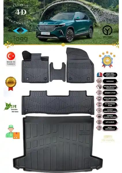 MY JASMİN Togg T10X 4D Havuzlu Paspas ve Bagaj Havuzu Seti Detaylı Tanıtım