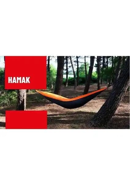 North Pasific Turuncu-Siyah Hamak: Dayanıklı ve Şık Dış Mekan Dinlenme Ürünü