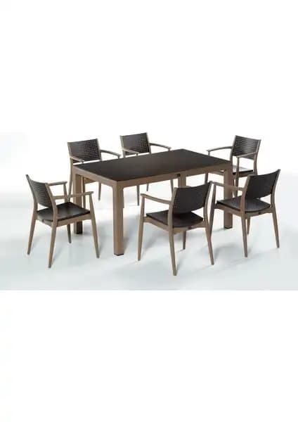 Novussi Seginus 6'lı Camlı Set: Modern ve Dayanıklı İç ve Dış Mekan Mobilyası