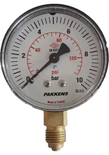 Pakkens 63 mm Manometre 0-10 Bar Yüksek Doğruluk ve Dayanıklılık Özellikleri