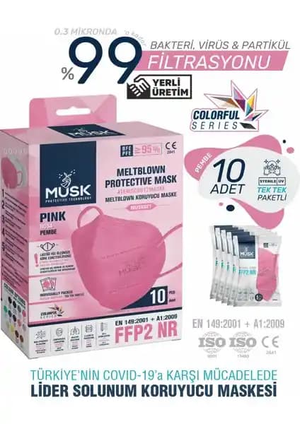 Pembe Renkli Musk FFP2/N95 Maske: Güvenli ve Konforlu Kişisel Koruyucu Ürün
