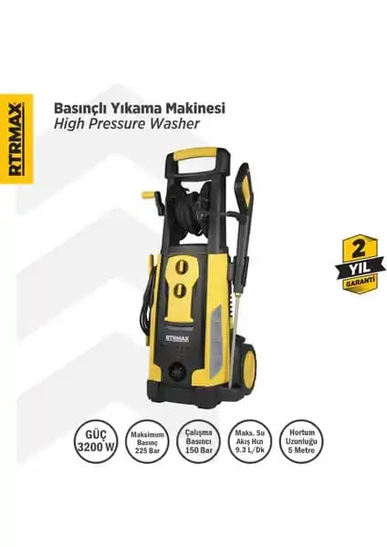 RTRMAX RTM716 Yüksek Performanslı Basınçlı Yıkama Makinesi 225 Bar Güç ve Verimlilik