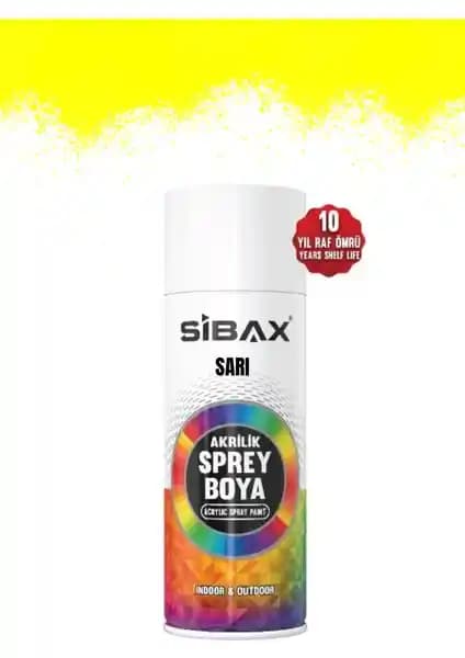 Sibax Akrilik Sprey Boya Sarı 400 ml yüksek parlaklık ve dayanıklılık sağlayan profesyonel boya