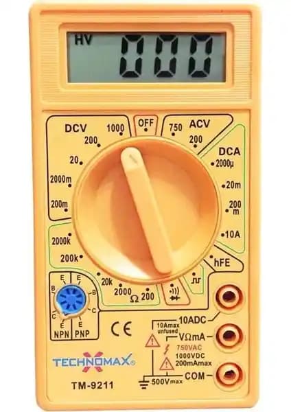 Technomax TM-9211 Çok Fonksiyonlu Multimetre Elektrik ve Elektronik Ölçüm Cihazı
