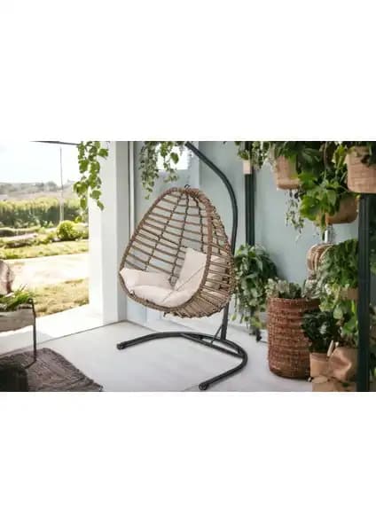 Tu Tienda Rattan Tek Kişilik Bahçe ve Balkon Salıncağı Dayanıklı ve Estetik Tasarım