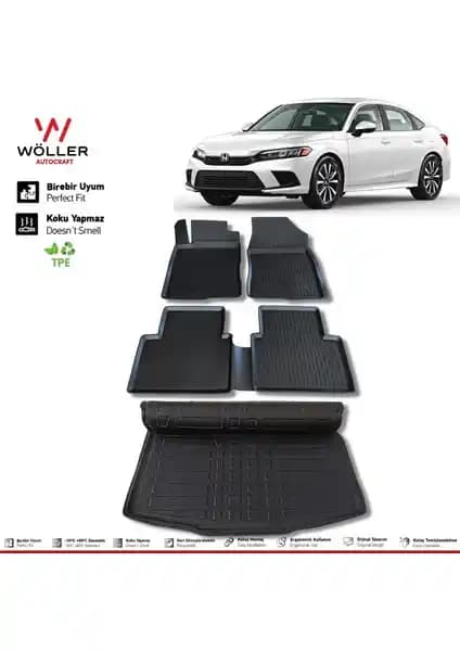 Wöller Honda Civic FE1 Paspas ve Bagaj Havuzu Seti 2022 Sonrası Modeller İçin Yenilikçi Koruma Çözümü