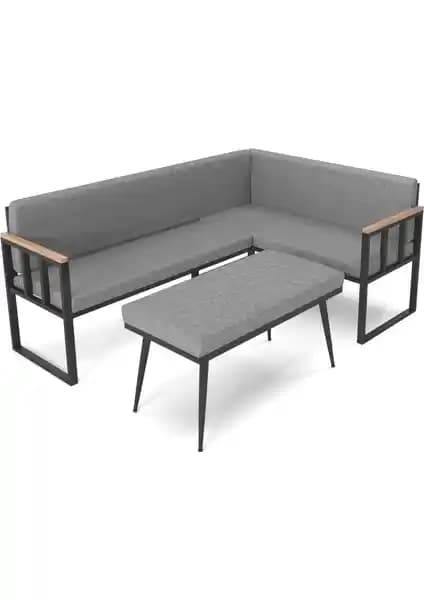Wood House Poli Bahçe Köşe Takımı Modern ve Dayanıklı Dış Mekan Oturma Seti