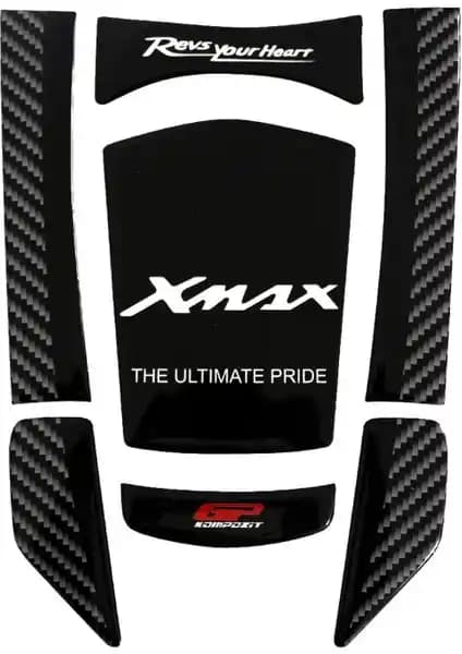 Yamaha XMAX 2018-2022 İçin GP Kompozit Tank Pad Seti Siyah-Karbon Üstün Koruma ve Estetik