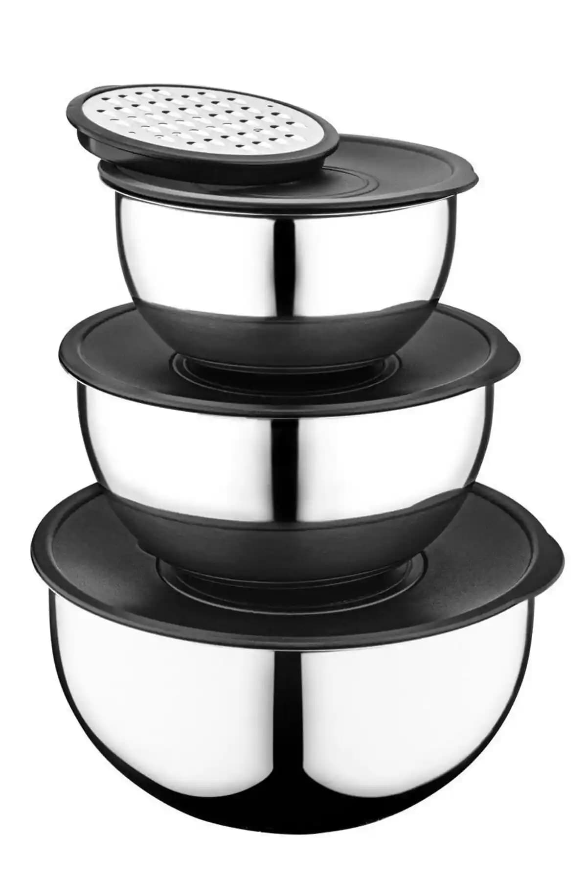 Bambum Rose Steel 3lü Metal Karıştırma Kabı Seti: Paslanmaz Çelik, İç İçe Saklama ve Sunum