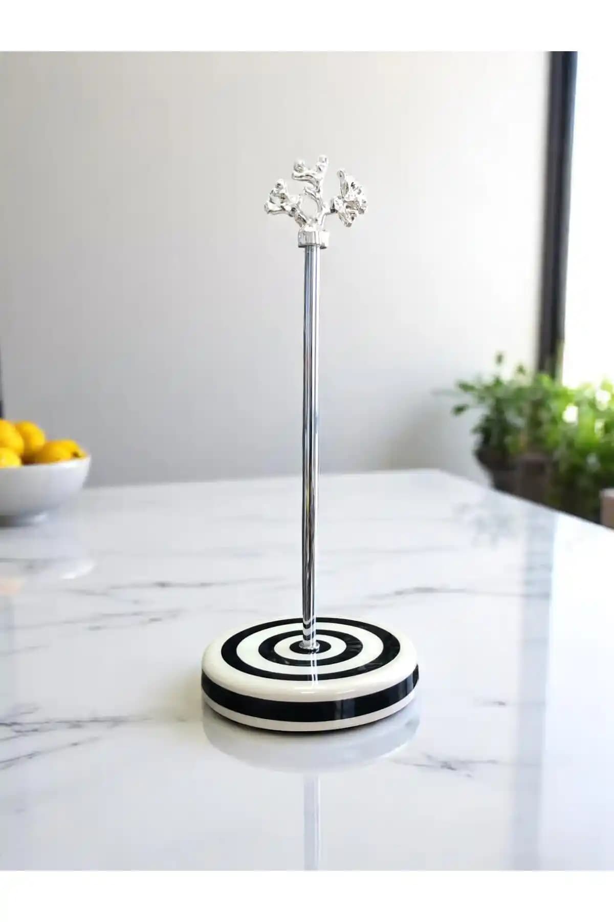 Feray Home Seramik Siyah Zebra Desenli Kağıt Havluluk ve Rulo Peçetelik: Mutfak Aksesuarı