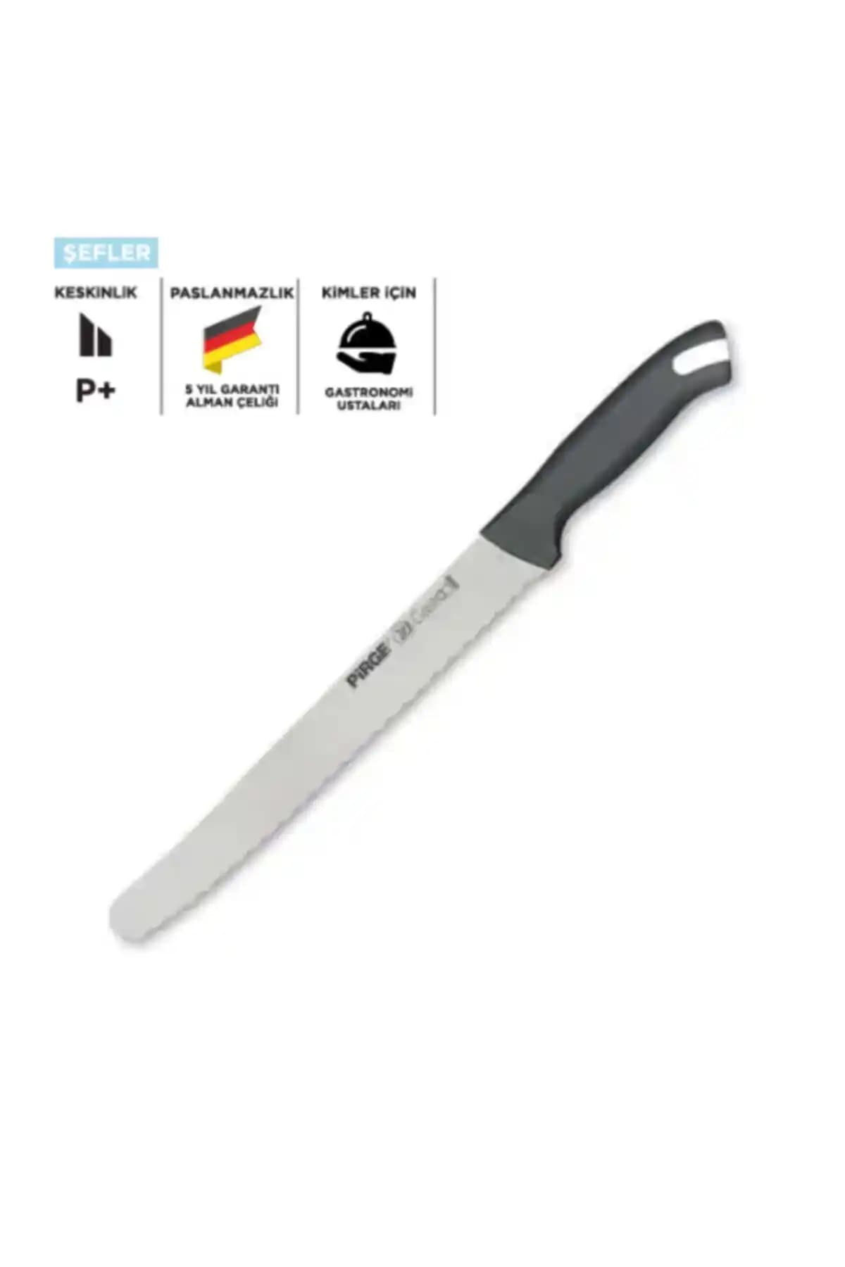 Pirge Ekmek Bıçağı Geniş Pro 22,5 cm: Tek Parça Paslanmaz Çelik, Türkiye Üretimi