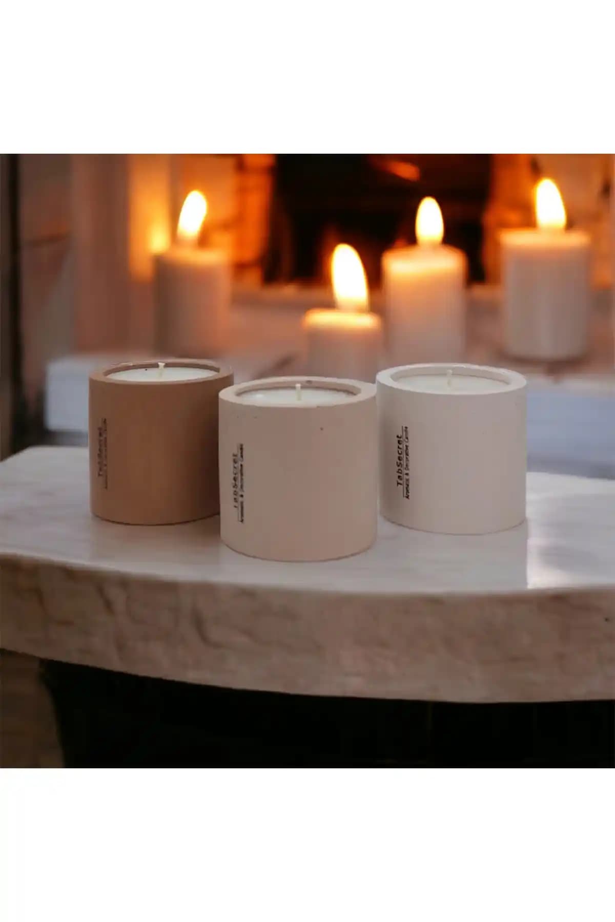 TabSecret Sandal Ağacı Özlü Üçlü Mum Seti – Aromaterapi ve Meditasyon İçin Sade Tasarım