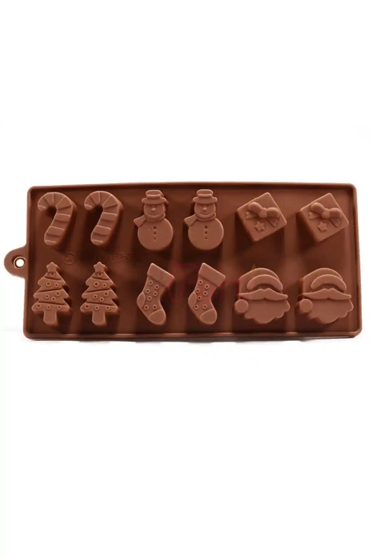 Yılbaşı Temalı Silikon Çikolata Kalıbı – Esnek, Yapışmaz ve Kolay Temizlenen Tasarım