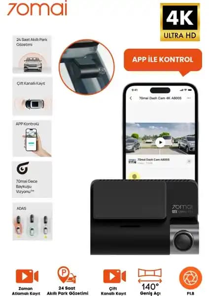 Xiaomi 70mai A800s Araç İçi Kamera Güvenlik ve Yüksek Çözünürlük Özellikleri