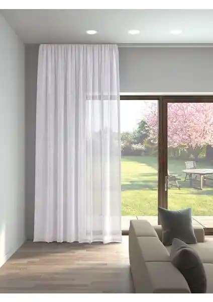 Perle Optik Beyaz Keten Görünümlü Düz Tül Perde ve Taç Bambu Şantuklu Ütü İstemez Perde Karşılaştırması
