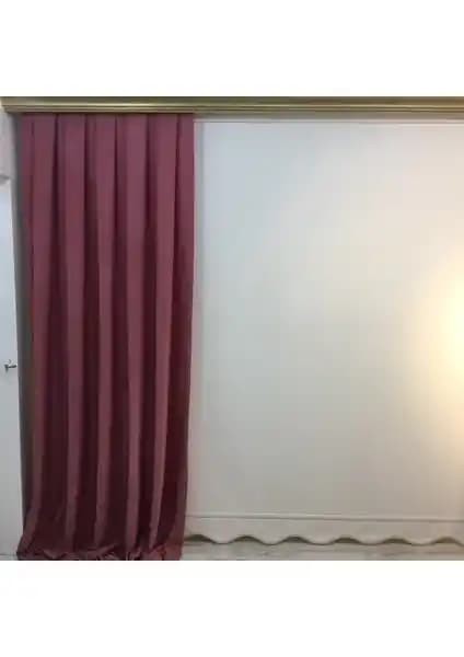 Taç Pileli Fon Perde Modelleri Gül Kurusu ve Kadife Dokulu Karşılaştırması