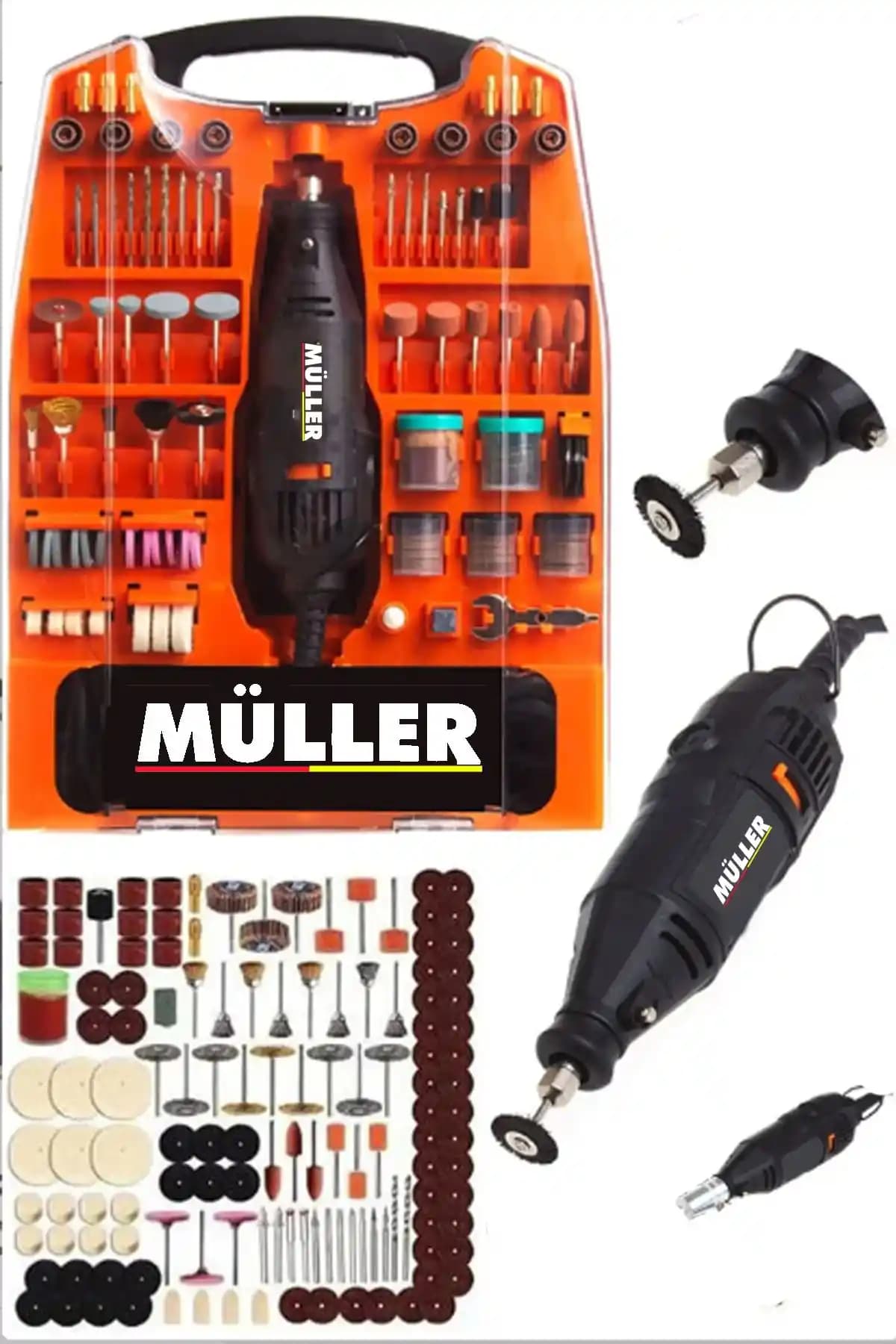 Müller Alman Çok Amaçlı Devir Ayarlı 300 Parça Hobi Gravür Seti ile Yüksek Performans