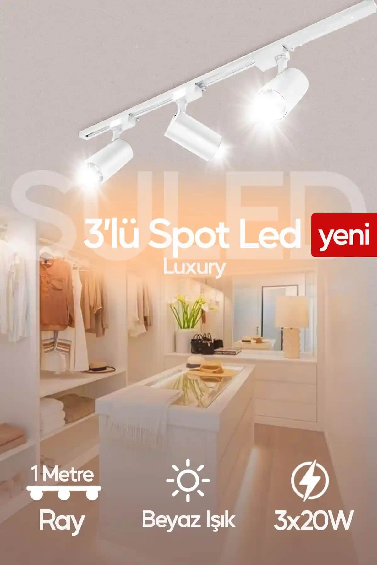 SULED Spot Işık 3'lü Set Beyaz LED Aydınlatma Çözümü 30W Enerji Tasarruflu