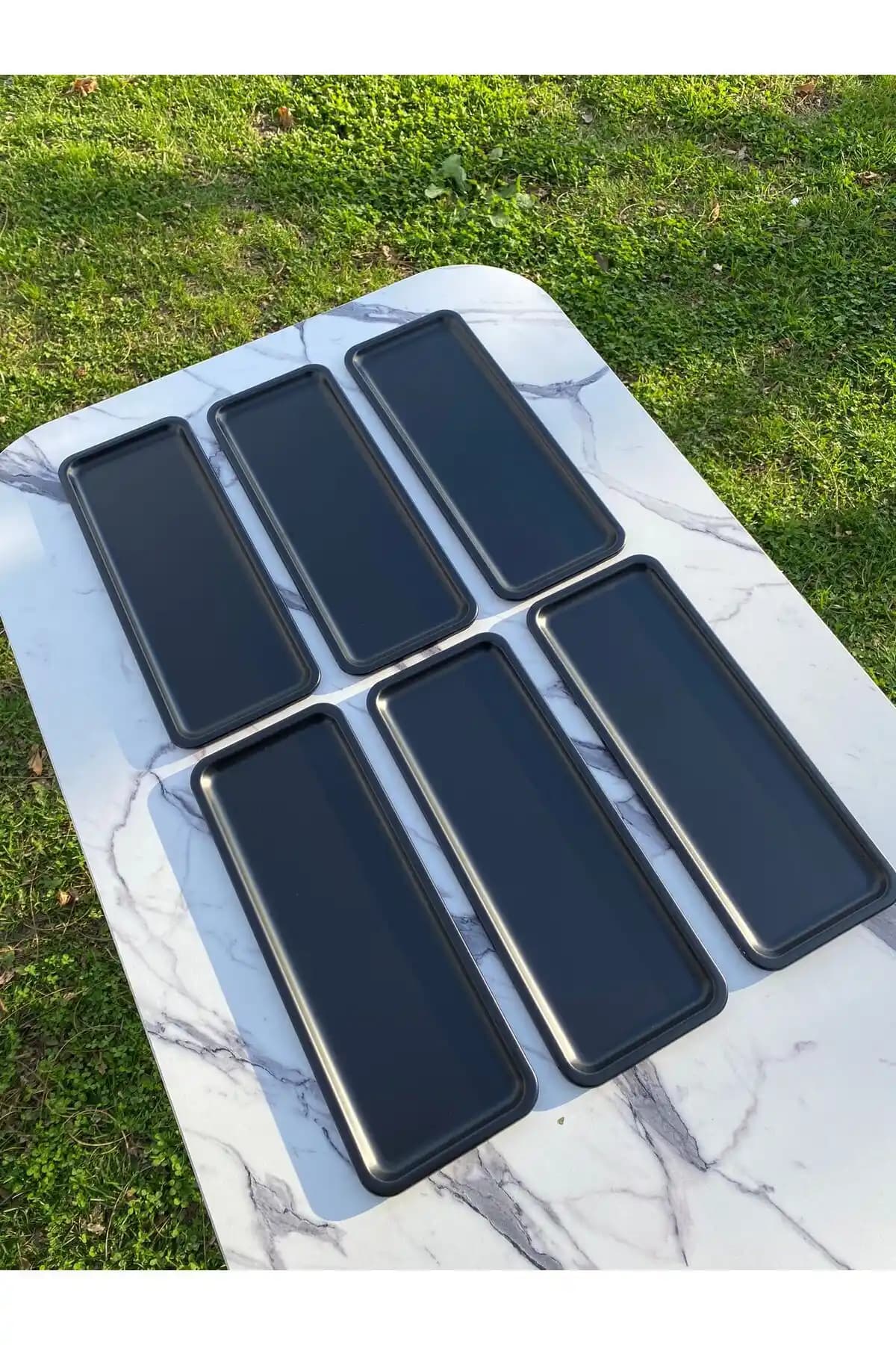 Aslı Hediyelik 6'lı Siyah Metal Baton Mum Seti Modern Dekoratif ve Dayanıklı Tasarım