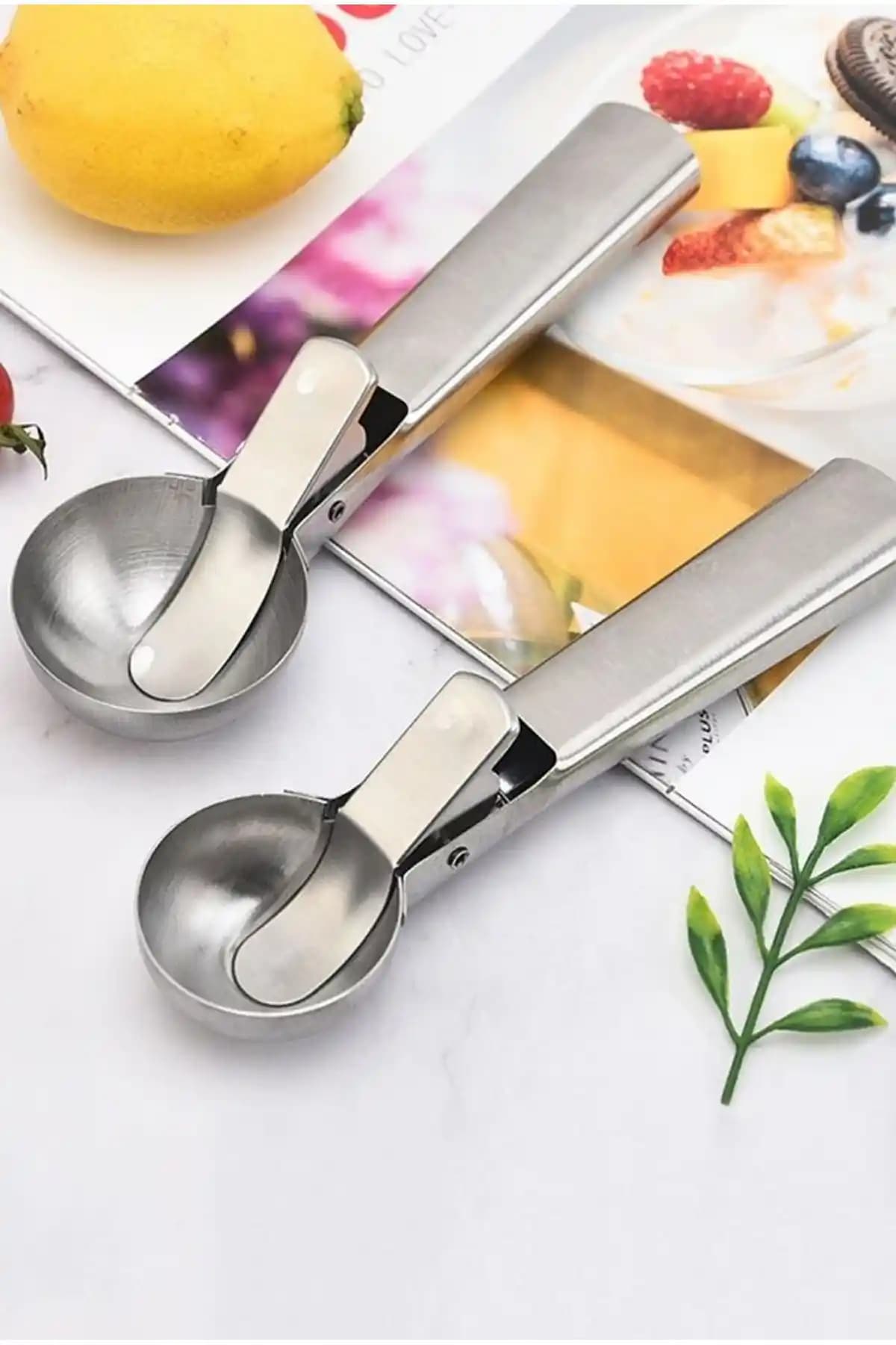 BRE HOME Paslanmaz Çelik Dondurma ve Servis Kaşığı Seti Dayanıklılık ve Estetik Bir Arada