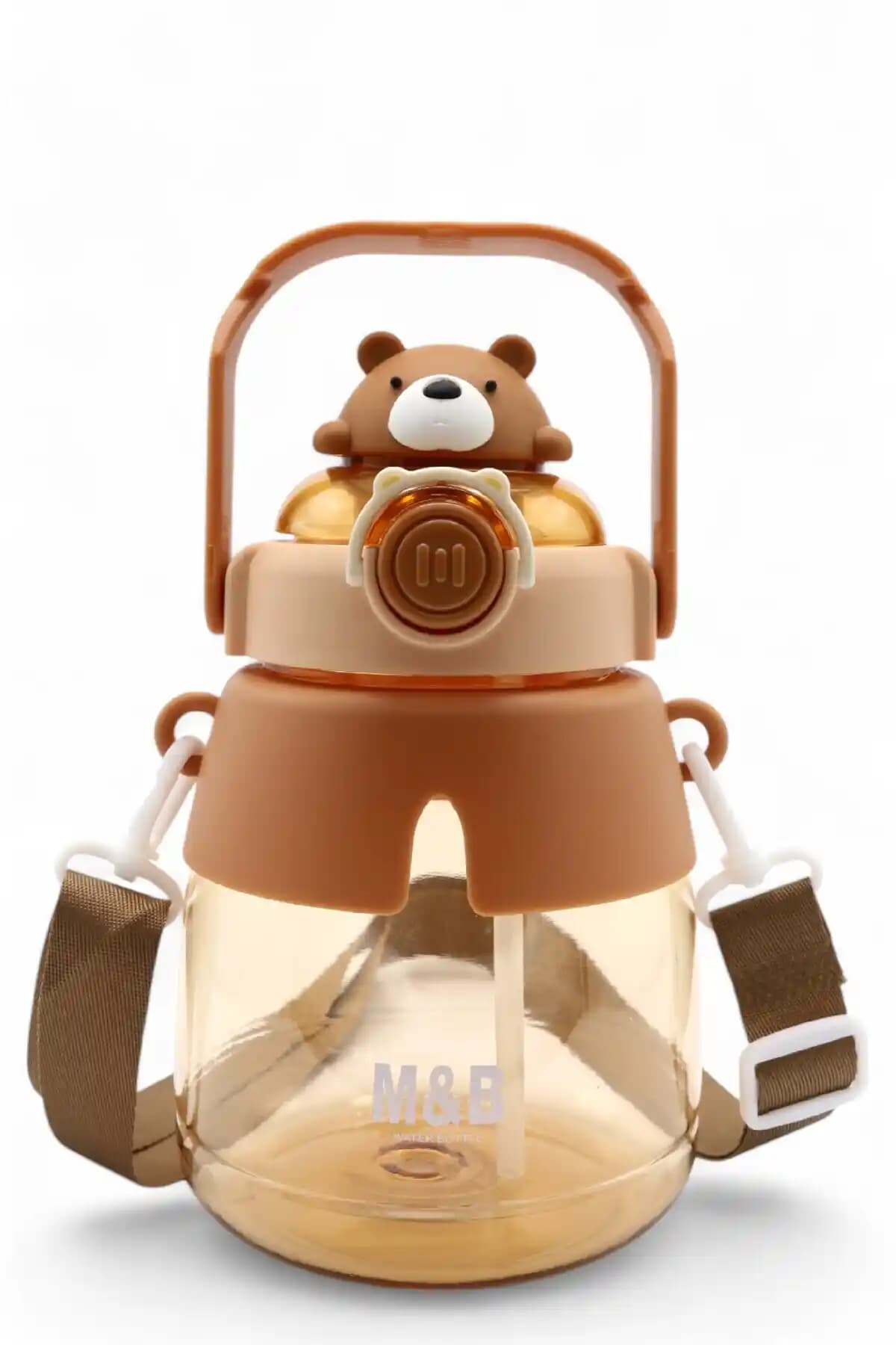 Çocuklar İçin Sevimli Ayıcık Figürlü 0,75 Litre Plastik Matara Sağlıklı Su Tüketimi İçin