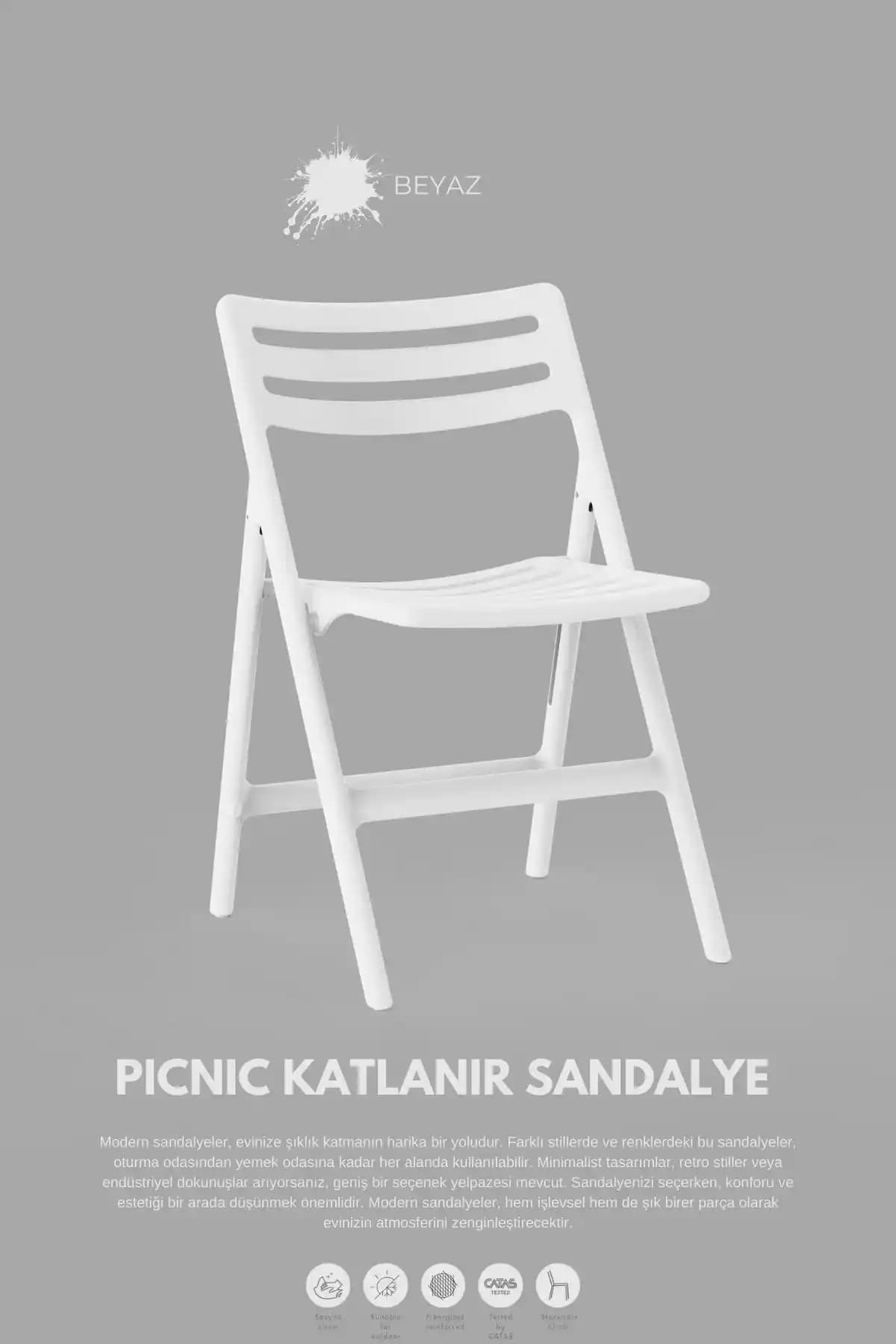 Daim Plastik Piknik Katlanabilir Sandalye Modern Tasarım ve Dış Mekan Kullanımı İçin Uygun