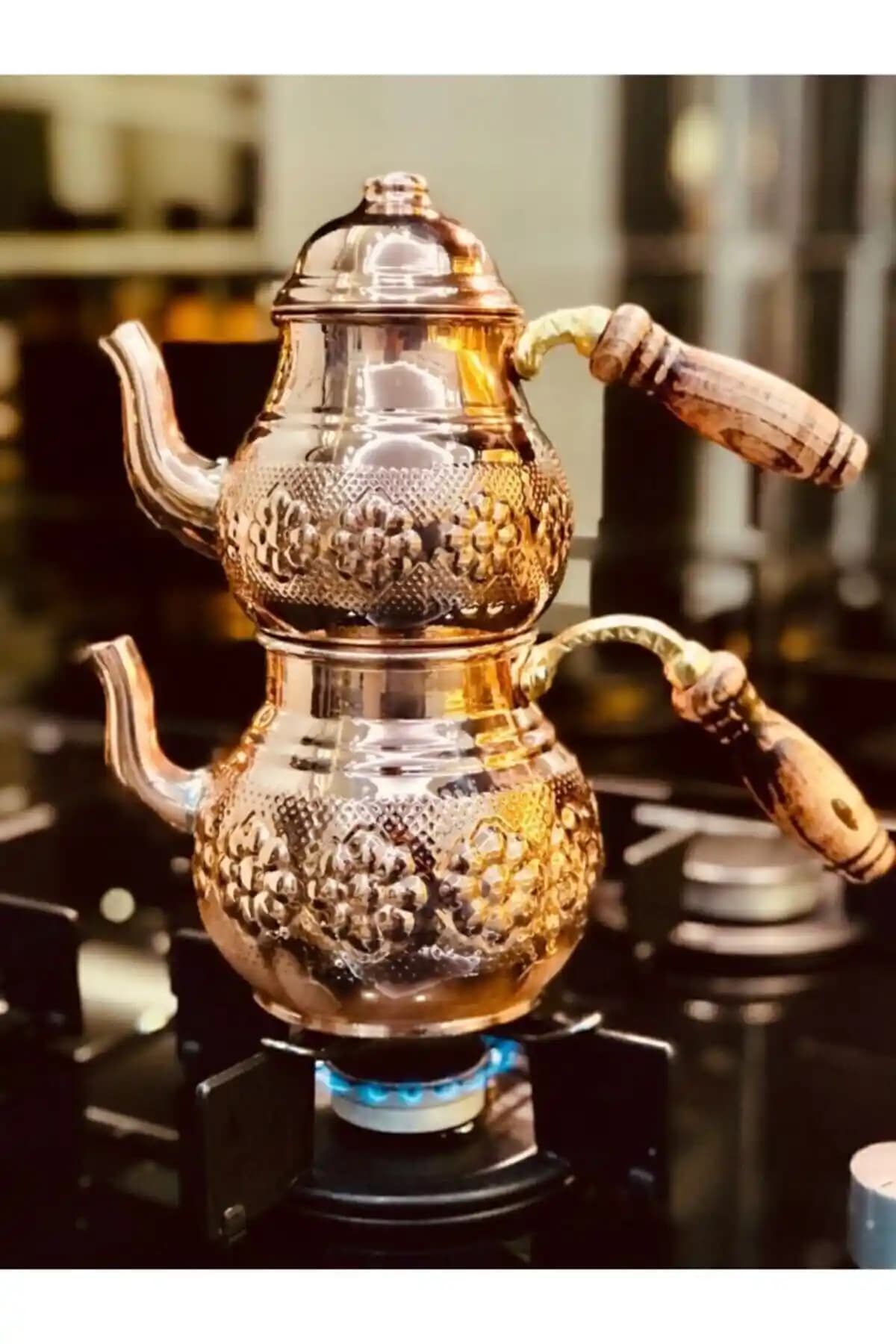 El İşçiliği Bakır Çaydanlık Papatya Model Küçük Boy Geleneksel Tasarım