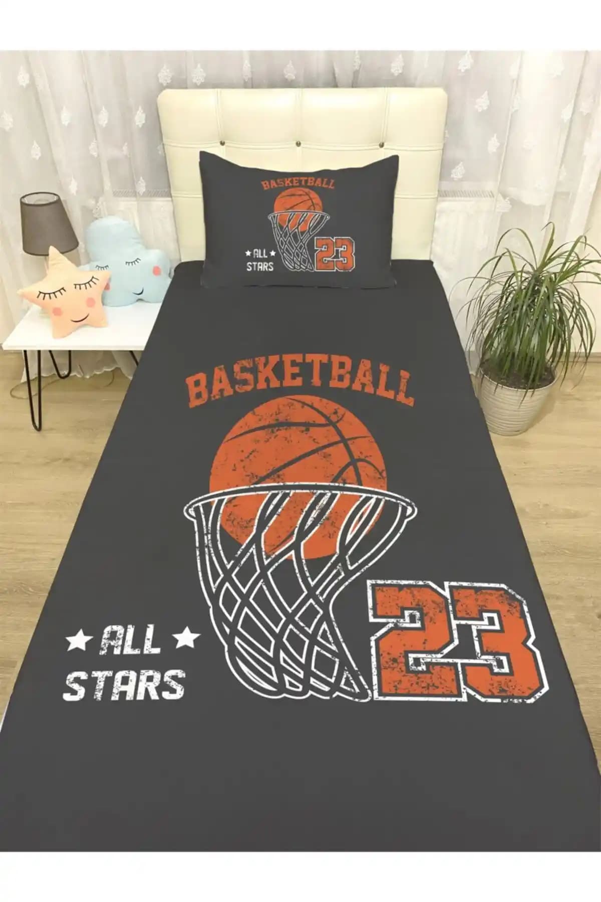 Evpanya Basket Potası Desenli Yatak Örtüsü ve Yastık Takımı Modern ve Dayanıklı Tasarım