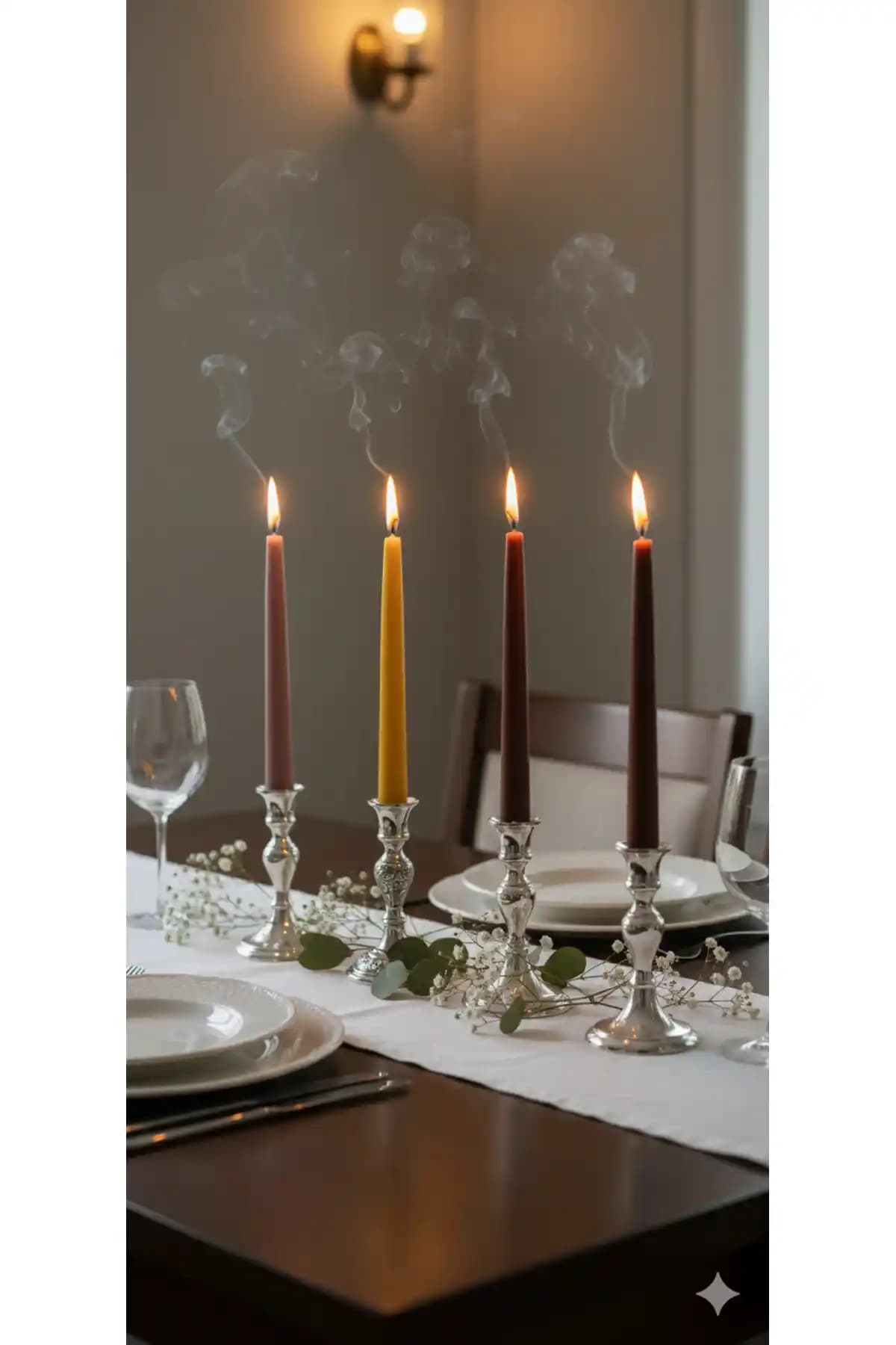 Gizemli Home 4’lü Şamdan Mum Takımı Bahar Renkleriyle Şık ve Uzun Süreli Aydınlatma