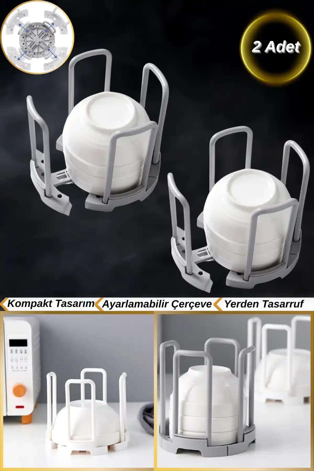 Hane Dostu Ayarlanabilir Tabak ve Bardak Standı ile Mutfak Düzeninizi Optimize Edin