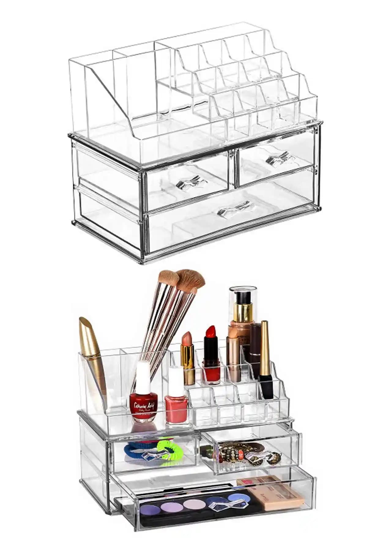 Hayveys Tasarımı Çok Katlı Şeffaf Makyaj Kutusu ve Organizer Özellikleri