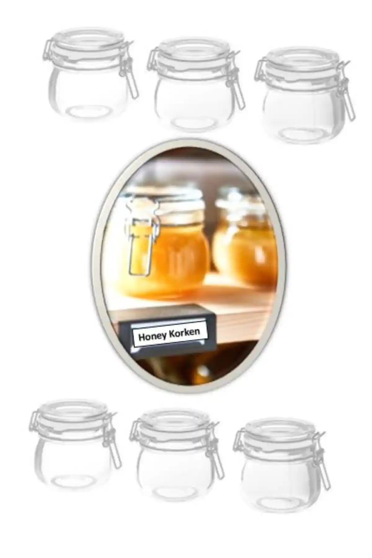 Hollyhome Korken 6'lı Vakum Kapaklı Mini Cam Kavanozlar Mutfak ve Saklama Çözümleri