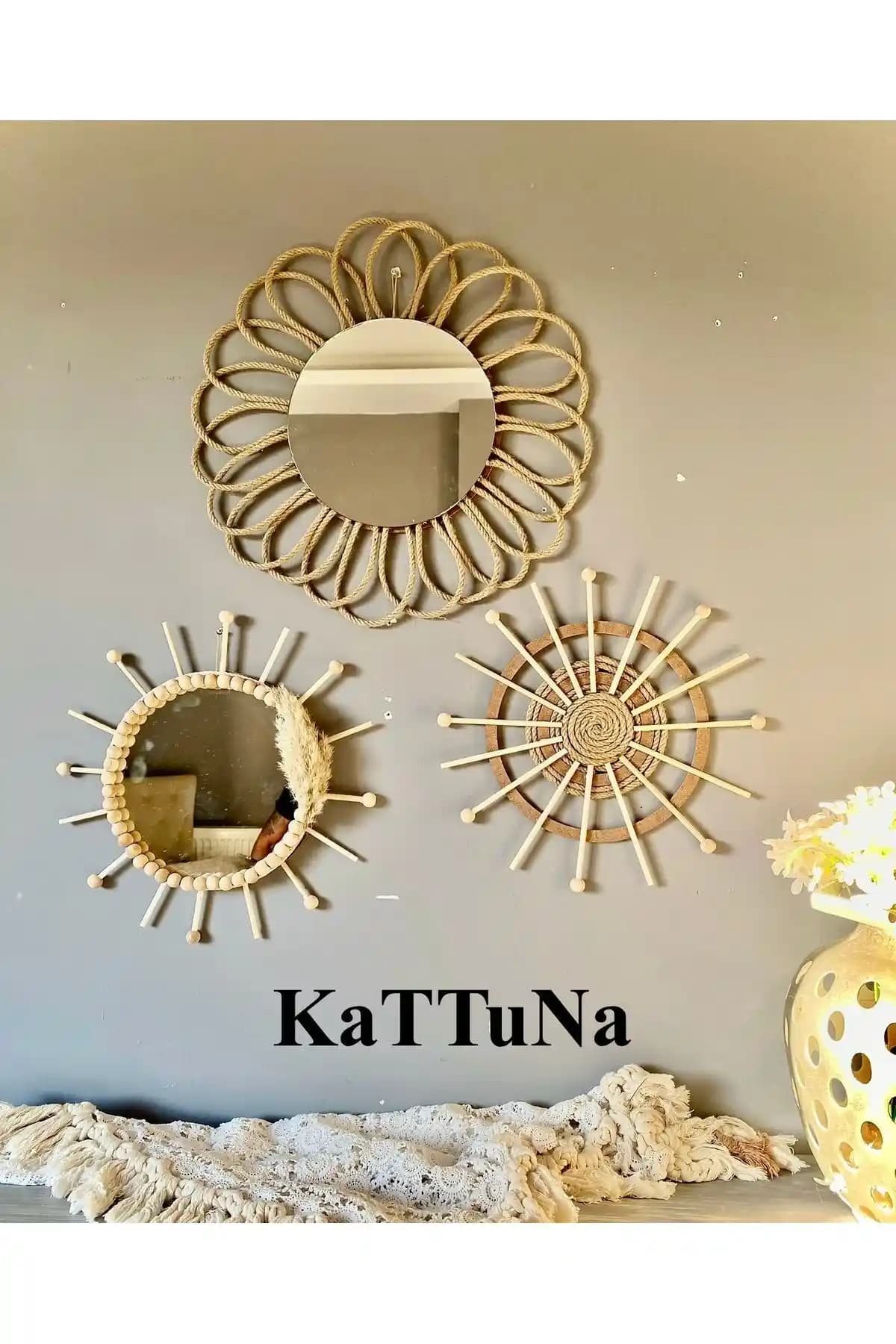 Kattuna Jüt İp ve Ham Boncuk 3’lü Set ile Doğal ve Nostaljik Dekorasyon Seçenekleri