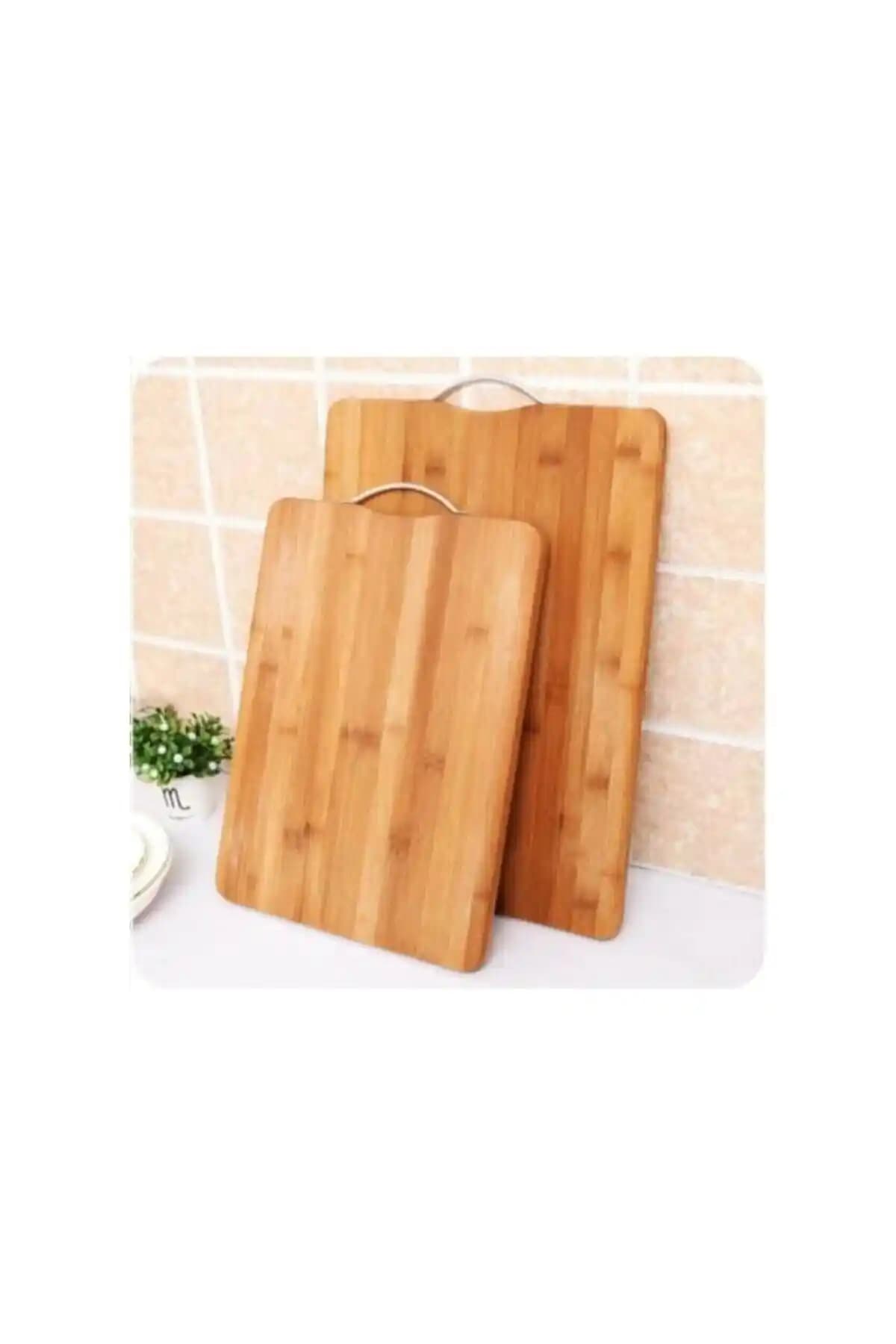 M&K Kitchen Bambu Kesme Tahtası Seti Çelik Tutacaklı Modern ve Dayanıklı Tasarım