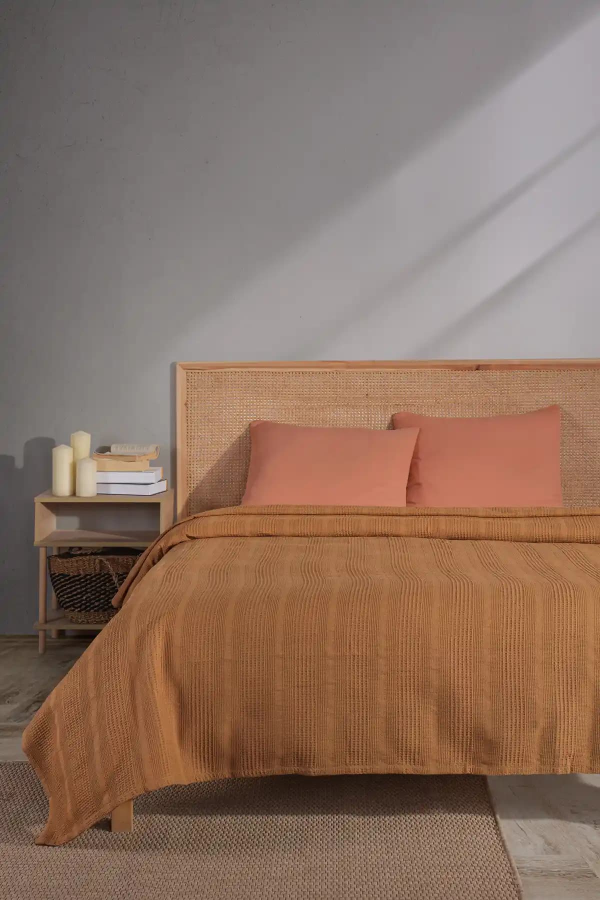 MylasaHome Bordürlü Desenli Tek Kişilik Pike Sağlıklı ve Estetik Uyku İçin Uygun Seçenek