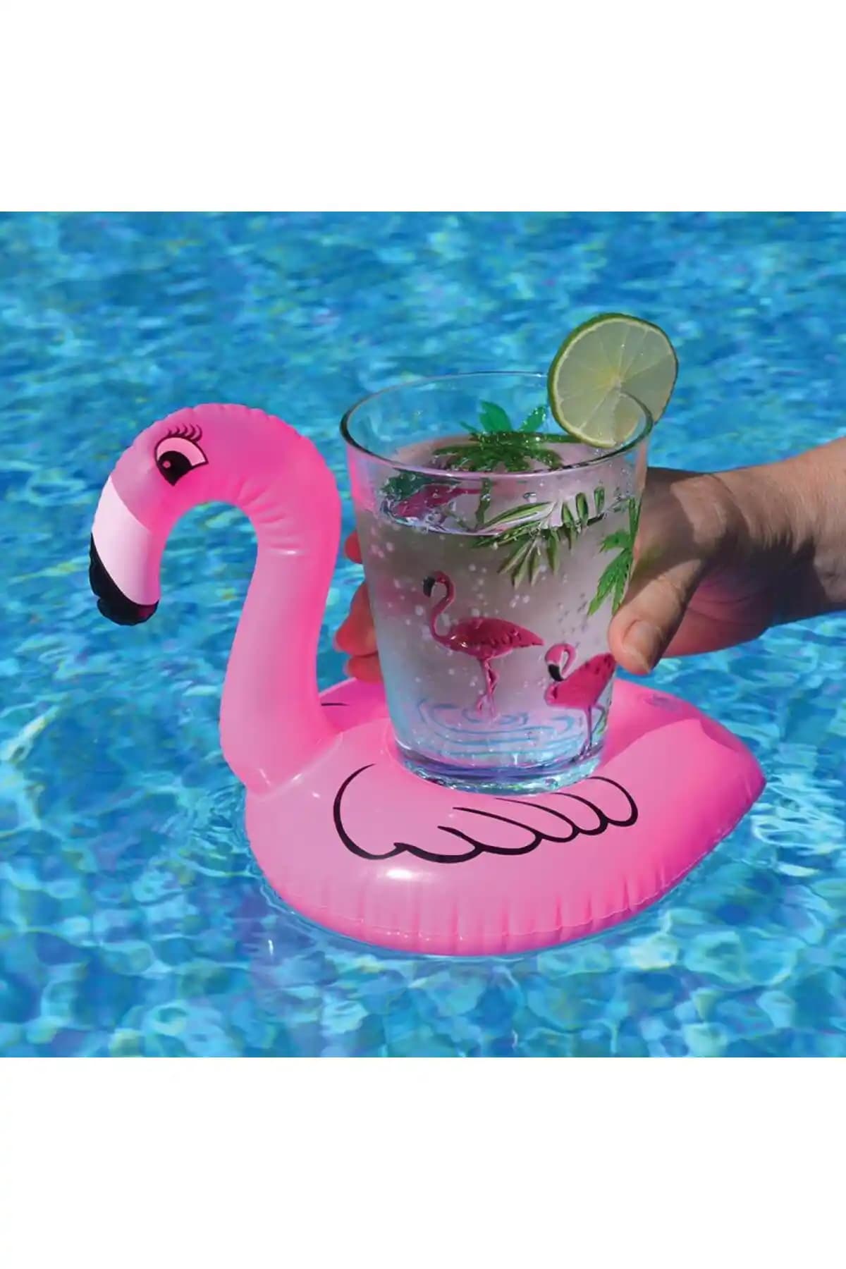 Nettenevime 10'lu Pembe Flamingo Şişme Bardak Simidi ile Eğlenceyi Artırın