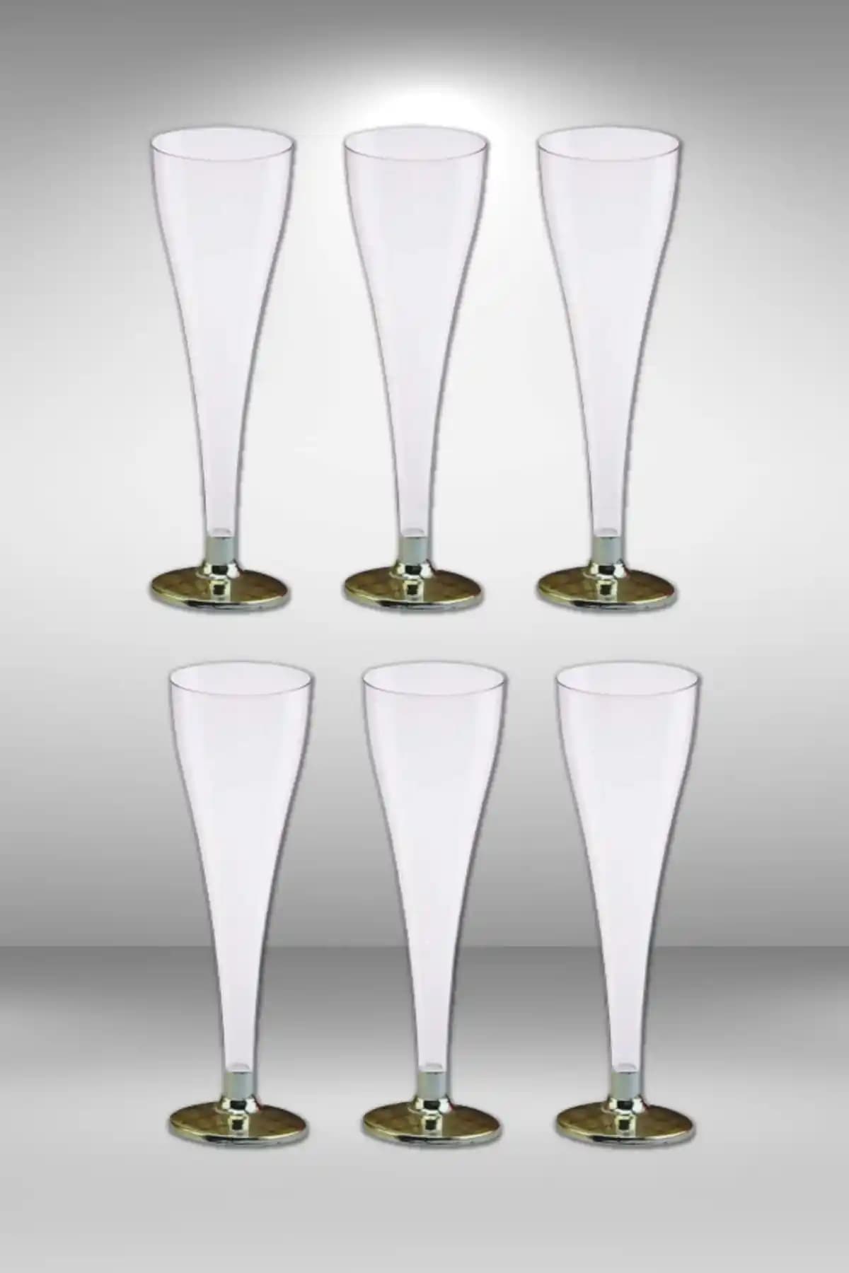 OS ZEUS Mika Şampanya Kadehleri 6'lı Paket Altın Renkli 120ML Güvenli ve Şık Tasarım