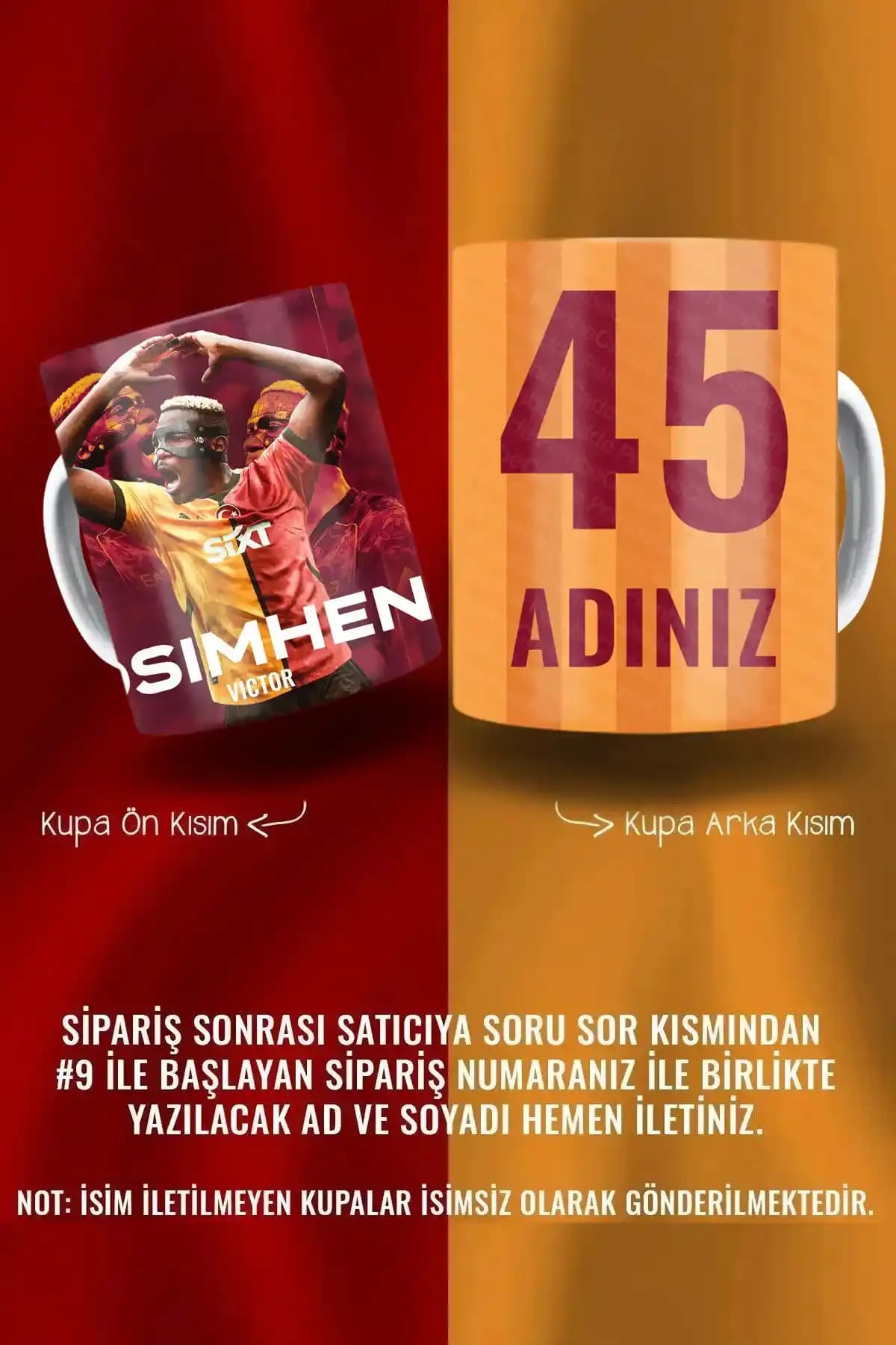 PembeCadde Kişiye Özel Sarı Kırmızı Porselen Kahve Kupası Şık ve Dayanıklı Tasarım