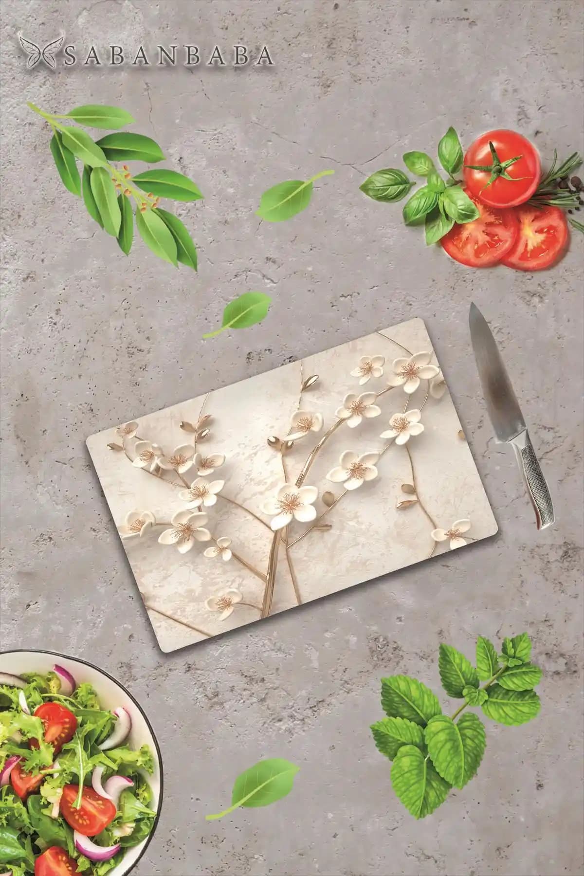 Saban 30x40cm Cam Kesme Tahtası Bordo Renkli Estetik ve Dayanıklı Tasarım