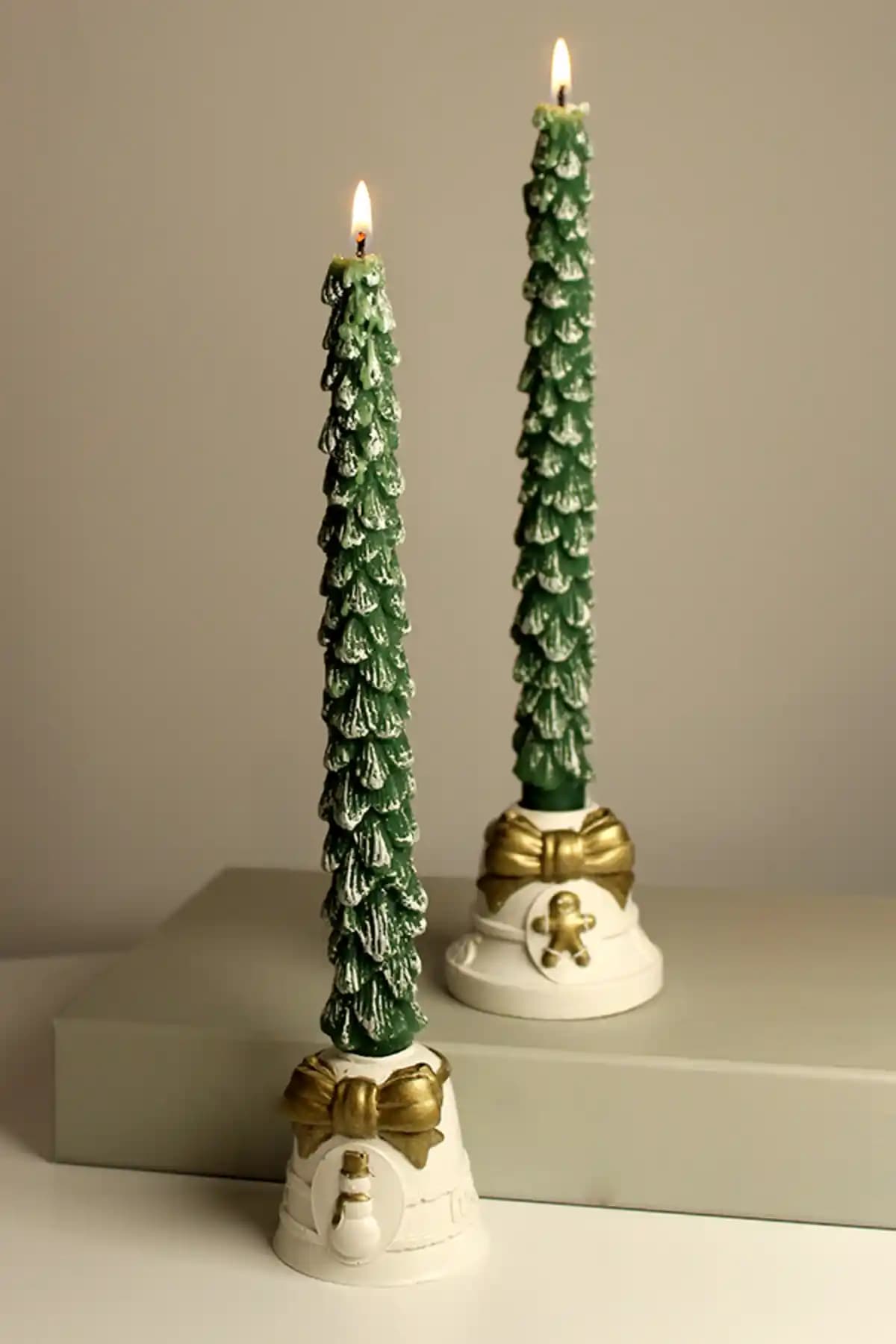 The Craft Thor İkili Beton Yılbaşı ve Noel Temalı Şamdan Seti Modern ve Şık Dekoratif Parça