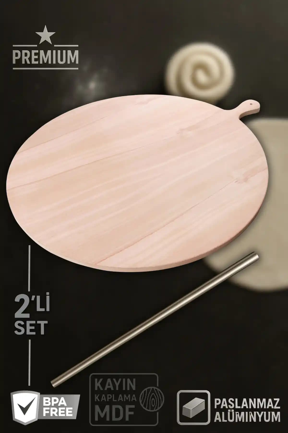 Ülgenev 60 CM Bazlama ve Yufka Tahtası ile Oklava Seti: Doğal Malzemelerle Pratik Mutfak Çözümü