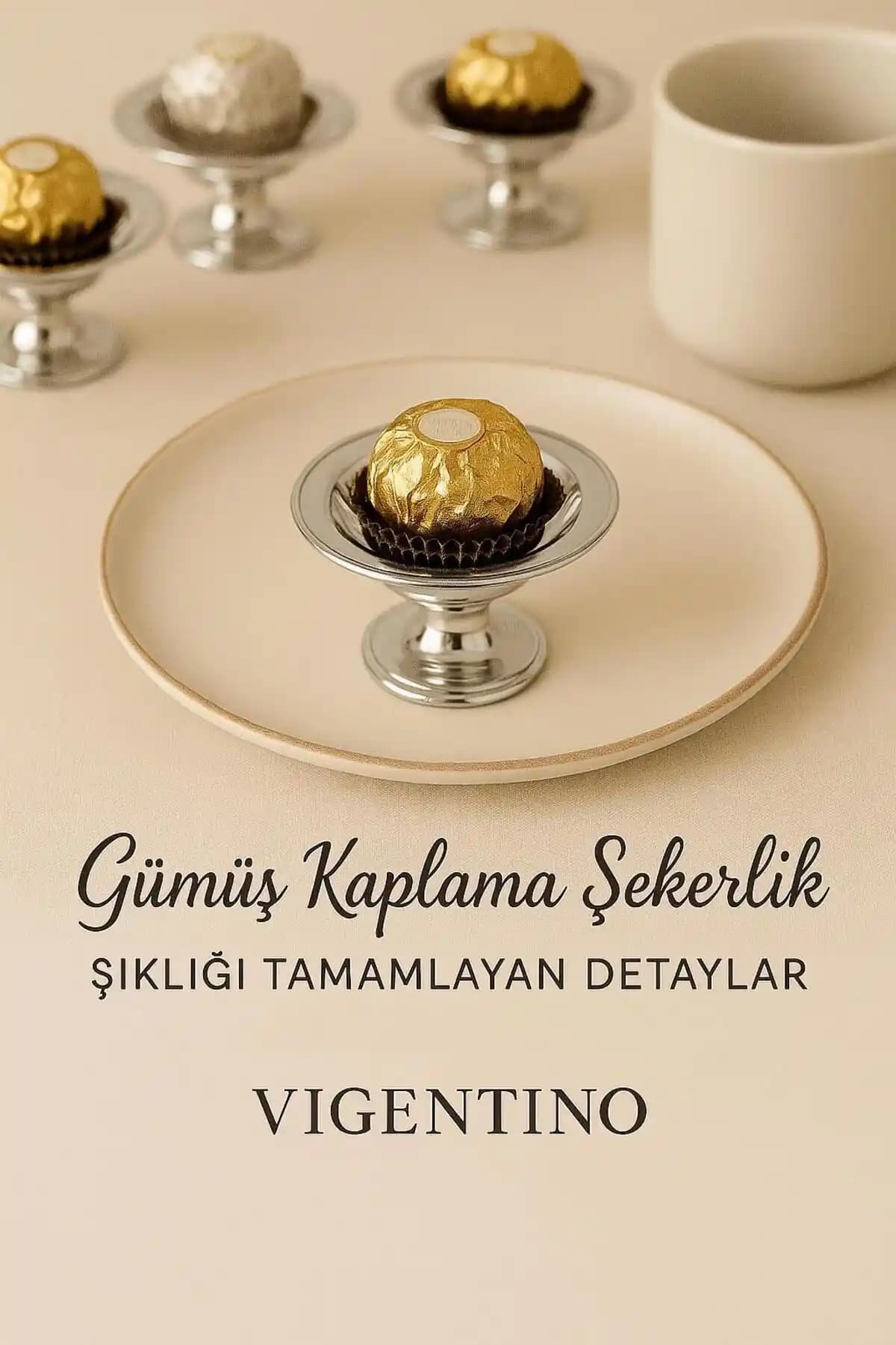 Vigentino 6'lı Gümüş Kaplama Dekoratif Şekerlik Seti Estetik ve Çok Yönlü Kullanım İçin