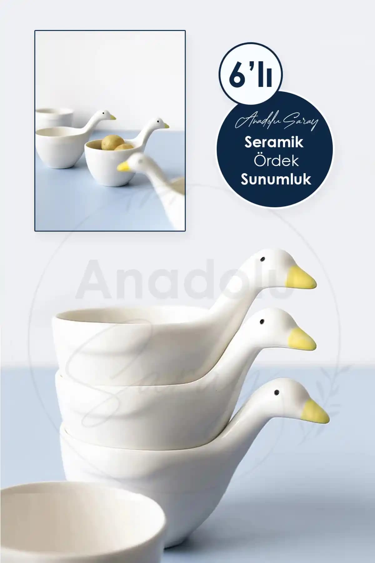 Anadolu Saray 6'lı El Yapımı Seramik Servis Kasesi Şık ve Fonksiyonel Tasarım