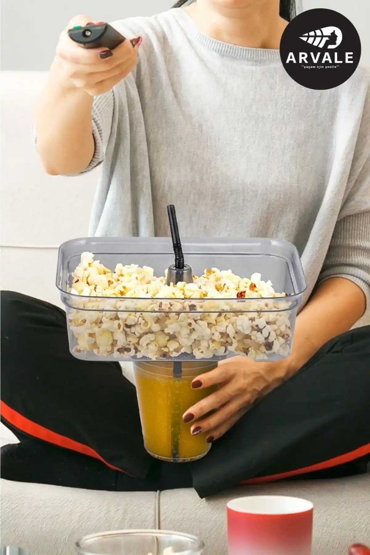 ARVALE Köşeli Dikdörtgen Pipetli Bardaklı Mısır Cips Kovası ve Bardak Seti İncelemesi