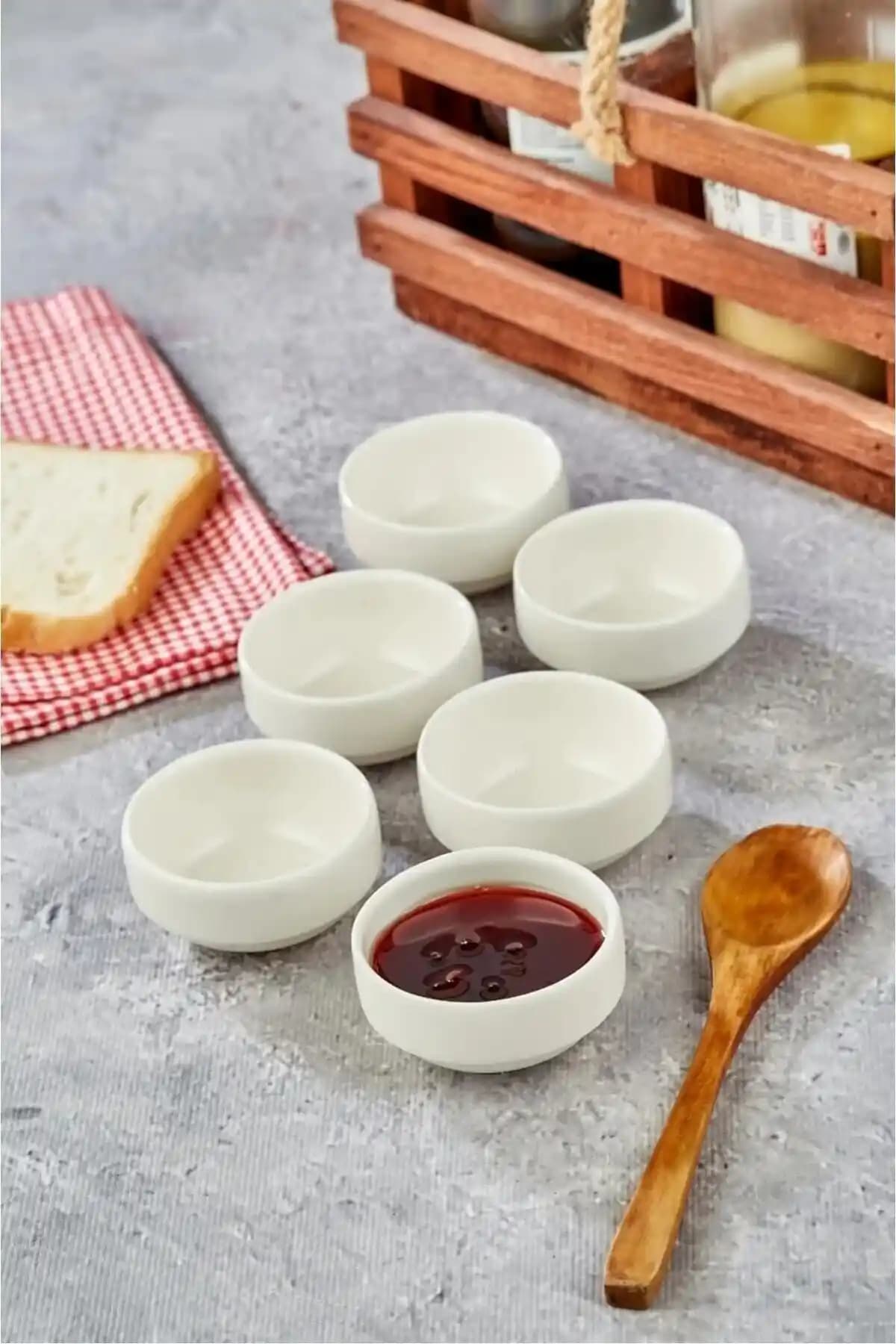 Baroness 6 Cm Porselen Joker Mini Reçellik Sosluk Seti Şık ve Dayanıklı Sofra Detayı